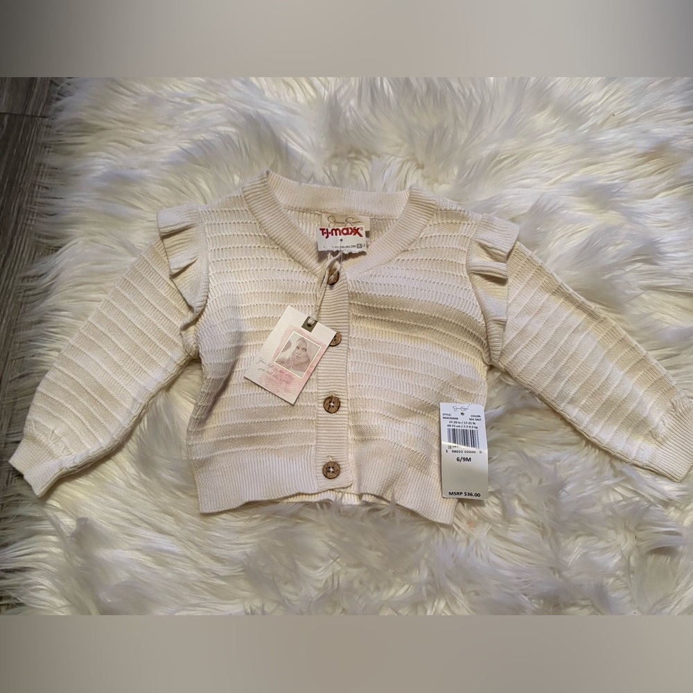 Jessica Simpson Cream Button-Up Baby Cardigan